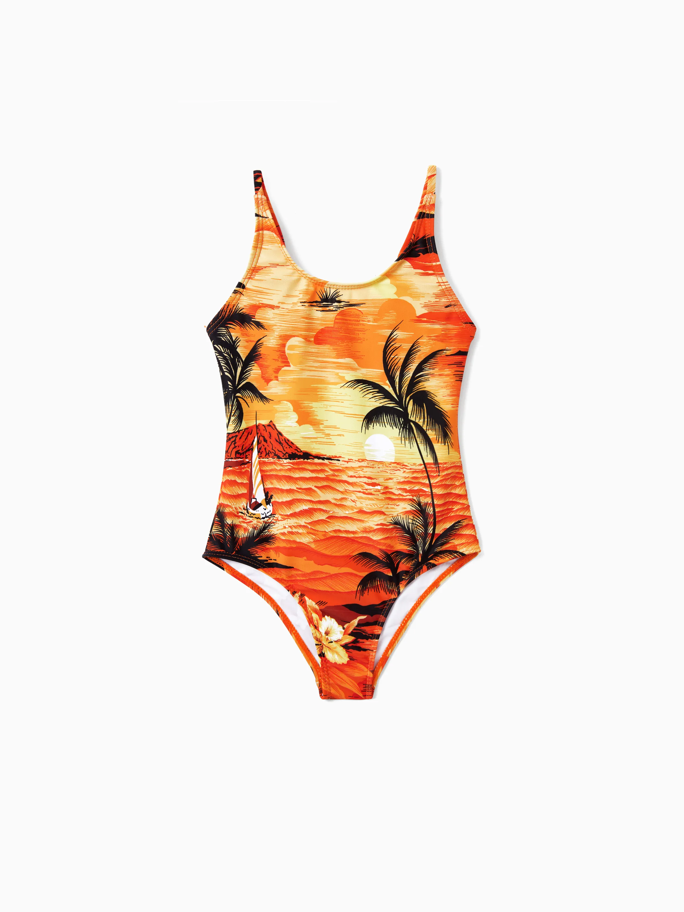 Tropical Hawaiian Swimsuits for Family Matching Swimwear Orange - Image 7